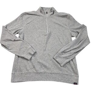 Faherty Brand Quarter Zip Pullover Mens Medium Gray Mock Neck Sweater MKC0100-FG
